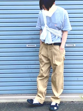 「STUDIOUS（ステュディオス）のアイテム（チノパンツ）」を使った、kazuyaさん（メンズ・167cm）の夏コーディネート