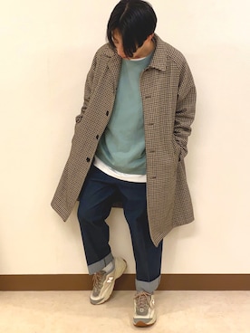 「Levi's」｜「アイテム（ステンカラーコート）」を使った、kazuyaさん（メンズ・167cm）の冬コーディネート