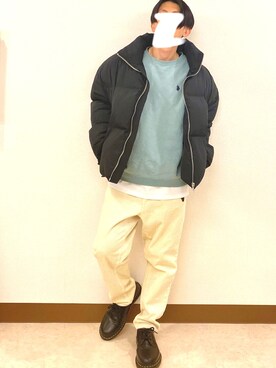 kazuyaさんの「スタンド カラー ショート ペディン 中綿ジャケット」を使ったコーディネート