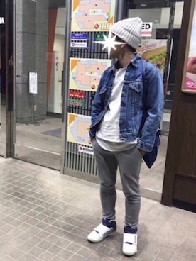 「HANES（ヘインズ）のアイテム（帽子）」を使った、TORUさん（メンズ・167cm）の春コーディネート