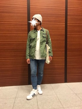 「HANES（ヘインズ）のアイテム（帽子）」を使った、TORUさん（メンズ・167cm）の秋コーディネート