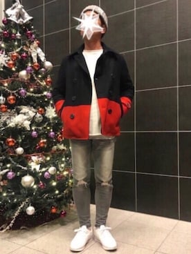 「L.H.P（エルエイチピー）のアイテム（ピーコート）」を使った、TORUさん（メンズ・167cm）の冬コーディネート