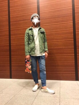 「スエット」｜「アイテム（ブルゾン）」を使った、TORUさん（メンズ・167cm）の春コーディネート