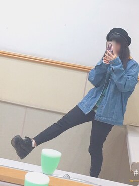 「ストリート服が好き」｜「アイテム（ハンチング/ベレー帽）」を使った、みゆっちょ🥑さん（レディース・154cm）の秋コーディネート