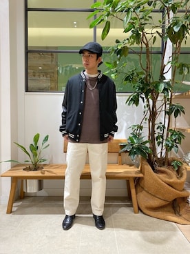 「ワッフルニット」｜「アイテム（ジャケット/アウター）」を使った、マルヤマ　さん（メンズ・171cm）の冬コーディネート