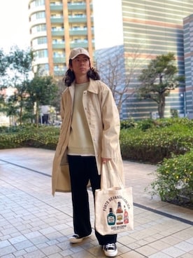 「URBAN RESEARCH Sonny Label（アーバンリサーチサニーレーベル）のアイテム（ステンカラーコート）」を使った、マルヤマ　さん（メンズ・171cm）の冬コーディネート