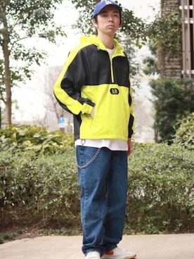 「アイテム（デニムパンツ）」を使った、マルヤマ　さん（メンズ・171cm）の冬コーディネート