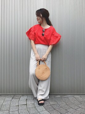 「URBAN RESEARCH ROSSO WOMEN（アーバンリサーチ　ロッソ）のアイテム（サンダル）」を使った、ヤマサキナナさん（レディース・160cm）の夏コーディネート
