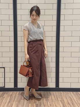 「RODE SKO（ロデスコ）のLUCIA プチマーブルショルダーバッグ（ショルダーバッグ）」を使った、ヤマサキナナさん（レディース・160cm）の夏コーディネート