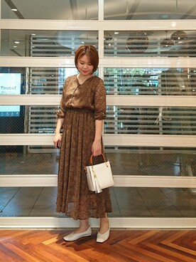 「URBAN RESEARCH ROSSO WOMEN（アーバンリサーチ　ロッソ）のアイテム（ワンピース/ドレス）」を使った、ヤマサキナナさん（レディース・160cm）の春コーディネート