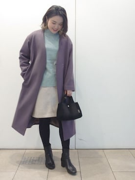 「ミントグリーン」｜「アイテム（その他アウター）」を使った、ヤマサキナナさん（レディース・160cm）の冬コーディネート