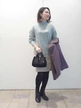 「ミントグリーン」｜「アイテム（その他アウター）」を使った、ヤマサキナナさん（レディース・160cm）の冬コーディネート