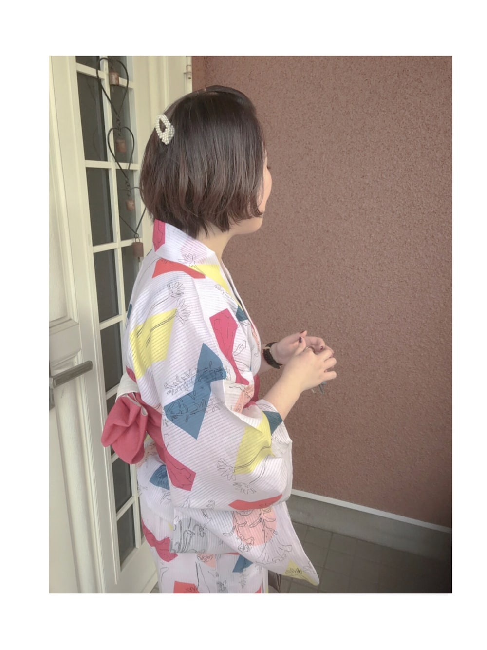 「浴衣、ドゥーブルメゾン、DOUBLE MAISON」｜「DOUBLE MAISONのアイテム（浴衣、ホワイト系）」を使った、ハルカ 。さん（レディース・152cm）の夏コーディネートの1枚目の写真