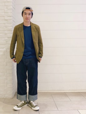 「Hender Scheme（エンダースキーマ）のアイテム（キャップ）」を使った、YUKIさん（メンズ・164cm）の秋コーディネート