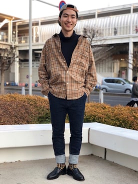 「JUNRED（ジュンレッド）のアイテム（レッグウェア）」を使った、YUKIさん（メンズ・164cm）の冬コーディネート