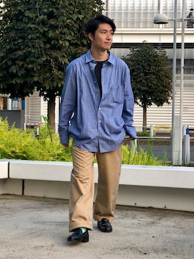 「JUNRED（ジュンレッド）のアイテム（チノパンツ）」を使った、YUKIさん（メンズ・164cm）の夏コーディネート