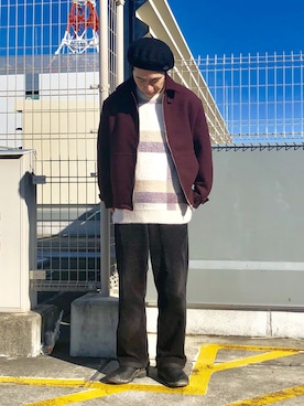「JUNRED（ジュンレッド）のアイテム（ハンチング/ベレー帽）」を使った、YUKIさん（メンズ・164cm）の冬コーディネート