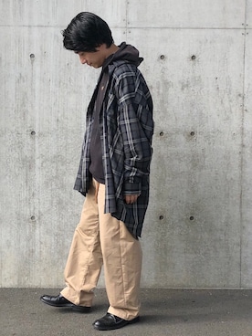 「Gramicci（グラミチ）のアイテム（パーカー）」を使った、YUKIさん（メンズ・164cm）の春コーディネート