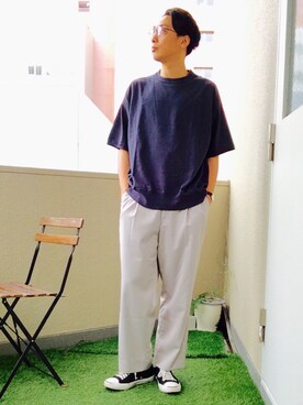 「CONVERSE（コンバース）のCONVERSE コンバース ジャック パーセル / JACK PURCEL（スニーカー）」を使った、きいちさん（メンズ・180cm）の夏コーディネート