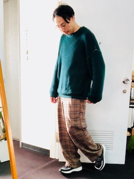 「A.P.C.（アーペーセー）のアイテム（スニーカー）」を使った、きいちさん（メンズ・180cm）の秋コーディネート