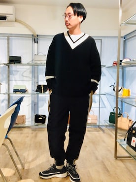 「A.P.C.（アーペーセー）のアイテム（スニーカー）」を使った、きいちさん（メンズ・180cm）の冬コーディネート