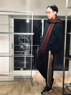 「A.P.C.（アーペーセー）のアイテム（スニーカー）」を使った、きいちさん（メンズ・180cm）の冬コーディネート