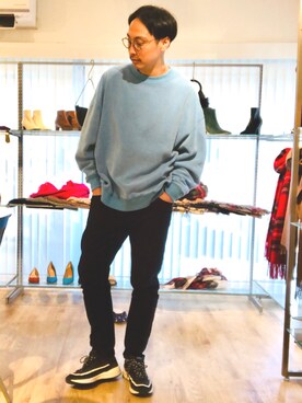 「A.P.C.（アーペーセー）のアイテム（スニーカー）」を使った、きいちさん（メンズ・180cm）の冬コーディネート