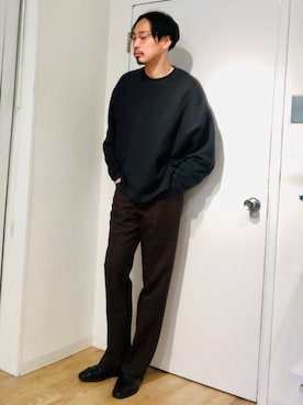 「スクエアトゥ」｜「アイテム（スリッポン）」を使った、きいちさん（メンズ・180cm）の春コーディネート