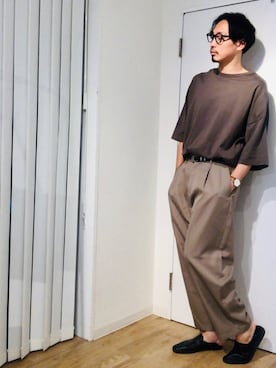 「スリッパ」｜「アイテム（スリッポン）」を使った、きいちさん（メンズ・180cm）の夏コーディネート