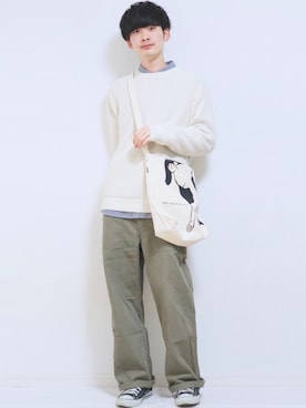 「UNIQLO（ユニクロ）のエクストラファインコットンブロードチェックシャツ（長袖）（シャツ/ブラウス）」を使った、Fujino Masaruさん（メンズ・180cm）の春コーディネート