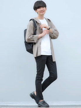 「STARTER（スターター）のアイテム（バッグ）」を使った、Fujino Masaruさん（メンズ・181cm）の秋コーディネート