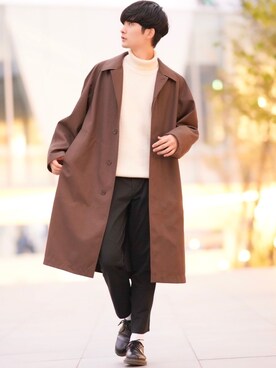 Fujino Masaru使用「ユニクロ（ブロックテックオーバーサイズコート）」的時尚穿搭