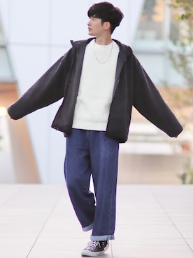 「CONVERSE（コンバース）のconverse コンバース ALL STAR HI オールスター ハイ 3206 BLACK(US)（スニーカー）」を使った、Fujino Masaruさん（メンズ・181cm・20代）の秋コーディネート