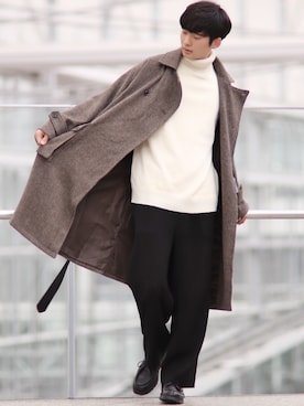 「レトロ」｜「アイテム（その他アウター）」を使った、Fujino Masaruさん（メンズ・181cm）の冬コーディネート
