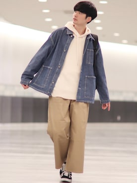 「STARTER（スターター）のアイテム（バッグ）」を使った、Fujino Masaruさん（メンズ・181cm）の冬コーディネート