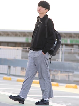 「STARTER（スターター）のアイテム（バッグ）」を使った、Fujino Masaruさん（メンズ・181cm）の冬コーディネート