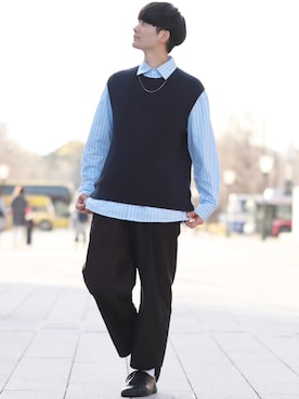 「DOOPZ（ドープス）のアイテム（スニーカー）」を使った、Fujino Masaruさん（メンズ・181cm）の春コーディネート