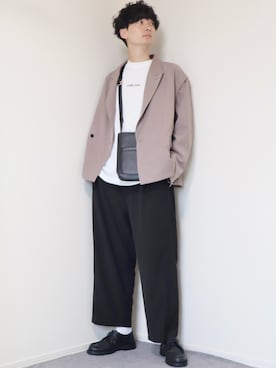 「INTER FACTORY（インターファクトリー）のファッションインフルエンサー じーの × INTER FACTORY　2wayワイドパンツ（その他パンツ）」を使った、Fujino Masaruさん（メンズ・181cm）の秋コーディネート