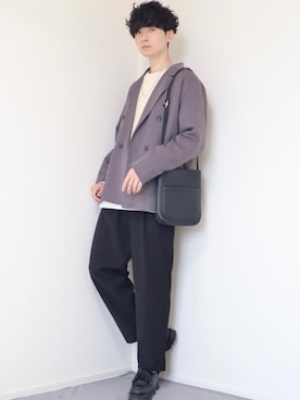 「INTER FACTORY（インターファクトリー）のファッションインフルエンサー じーの × INTER FACTORY　2wayワイドパンツ（その他パンツ）」を使った、Fujino Masaruさん（メンズ・181cm）の秋コーディネート
