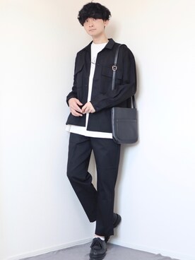 Fujino Masaruさんの「オーバーサイズ CPOダブルポケットシャツ ジャケット＆シェフパンツ【セットアップ】」を使ったコーディネート