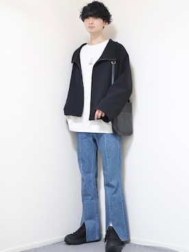 「ショートブルゾン」｜「アイテム（その他）」を使った、Fujino Masaruさん（メンズ・181cm）の秋コーディネート