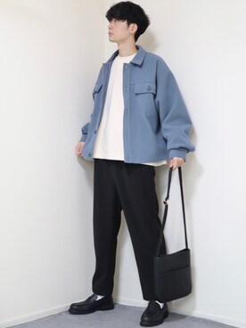 「INTER FACTORY（インターファクトリー）のファッションインフルエンサー じーの × INTER FACTORY　2wayワイドパンツ（その他パンツ）」を使った、Fujino Masaruさん（メンズ・181cm）の秋コーディネート