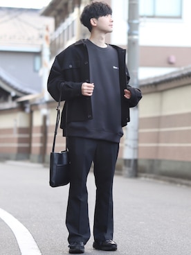 「Pledge（プレッジ）のアイテム」を使った、Fujino Masaruさん（メンズ・181cm）の冬コーディネート