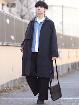 「INTER FACTORY（インターファクトリー）のファッションインフルエンサー じーの × INTER FACTORY　2wayワイドパンツ（その他パンツ）」を使った、Fujino Masaruさん（メンズ・181cm）の冬コーディネート