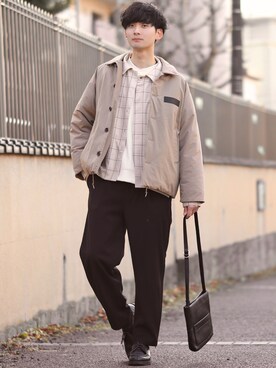 「DOOPZ（ドープス）のアイテム（ダウンジャケット/コート）」を使った、Fujino Masaruさん（メンズ・180cm）の冬コーディネート