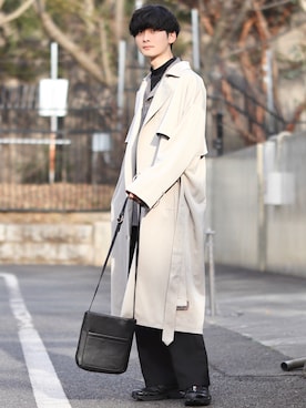 「INTER FACTORY（インターファクトリー）のファッションインフルエンサー じーの × INTER FACTORY　2wayワイドパンツ（その他パンツ）」を使った、Fujino Masaruさん（メンズ・180cm）の冬コーディネート