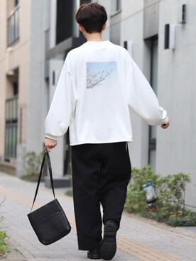 「INTER FACTORY（インターファクトリー）のファッションインフルエンサー じーの × INTER FACTORY　2wayワイドパンツ（その他パンツ）」を使った、Fujino Masaruさん（メンズ・180cm）の春コーディネート