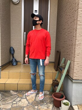 赤ロンt のメンズ人気ファッションコーディネート Wear