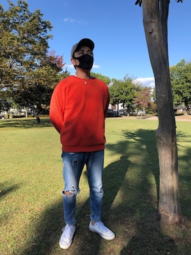 「BLUE BLUE（ブルーブルー）のアイテム（ニット/セーター）」を使った、masa5715さん（メンズ・172cm）の春コーディネート