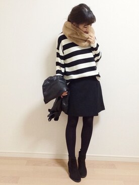 「H&M（エイチ・アンド・エム）のアイテム（ブーツ）」を使った、mAy☆uMeさん（レディース・158cm）の冬コーディネート